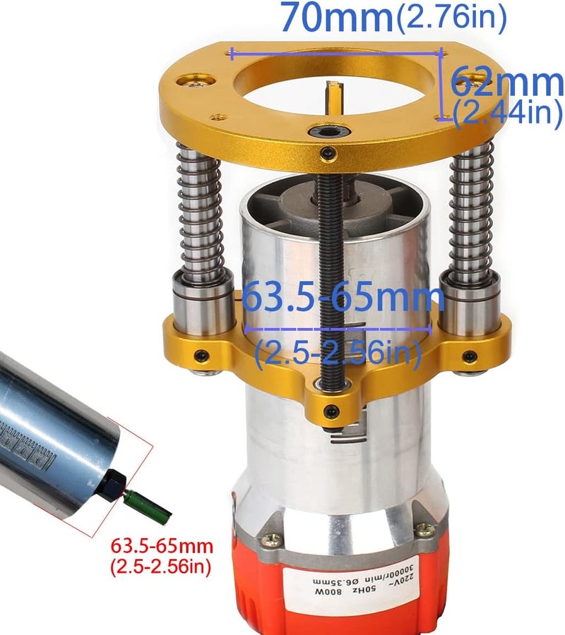 KETIPED Adjustable Router Lift for 65mm Diameter Universal Trimming Machine,Aluminum Under-Table Router Base for Router Table Insert Base Plate with Double Stainless Steel Support Rod,MG-061GD - Image 2